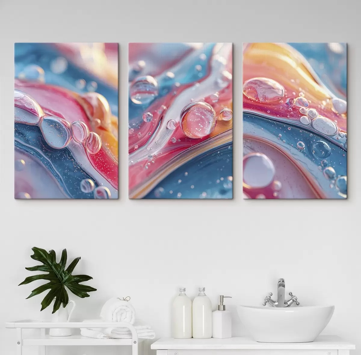  Schilderijen veelkleurige golven met bubbels m00698