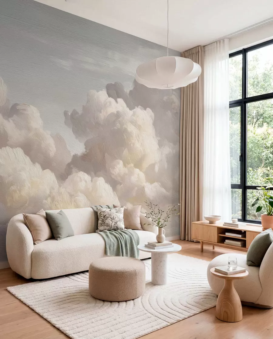 Fotobehang Wolken in parellicht w04550
