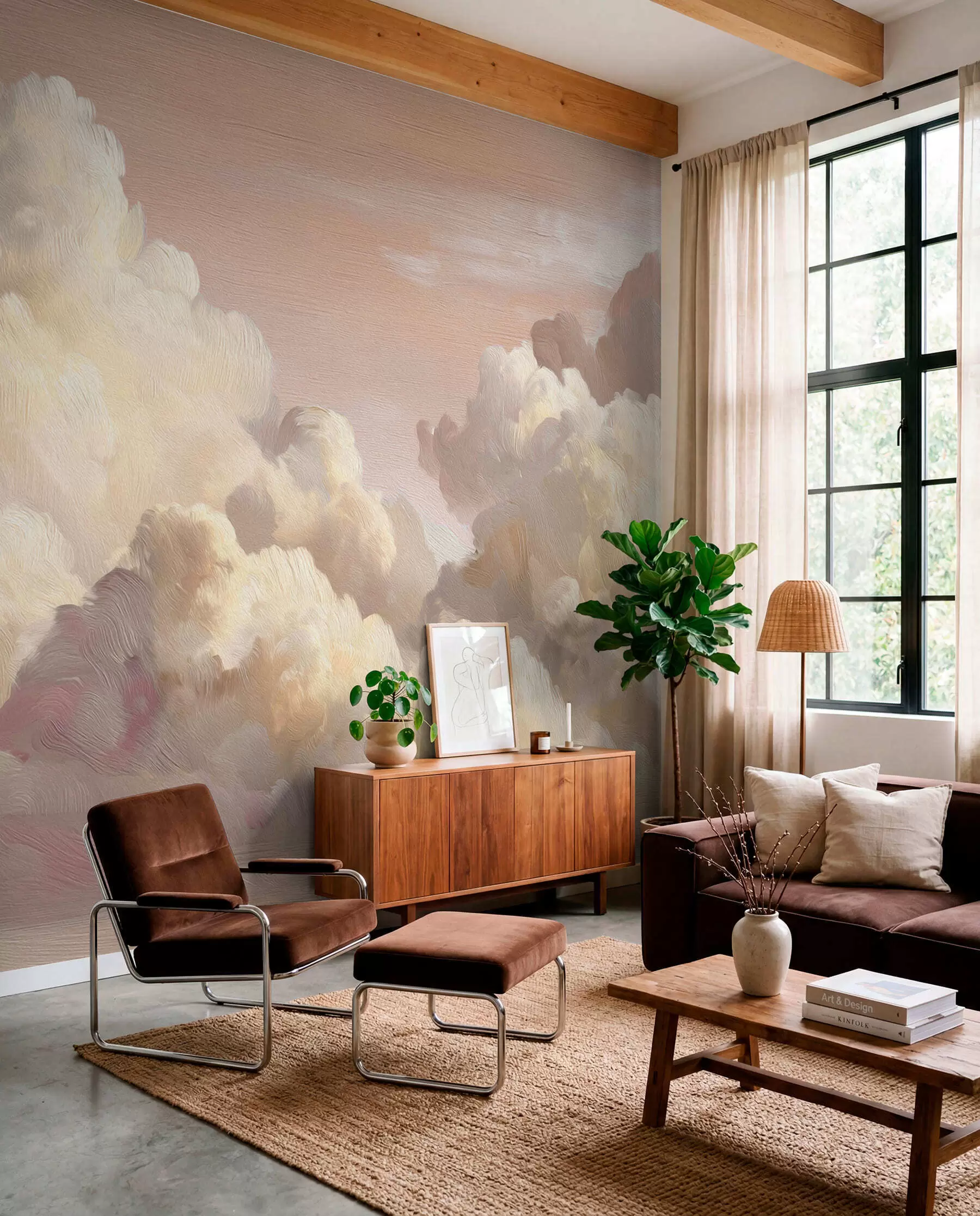 Fotobehang Wolken in perzikkleurig licht w04550v1