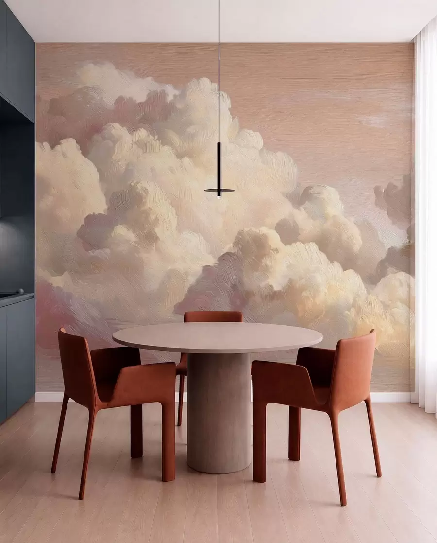 Fotobehang Wolken in perzikkleurig licht w04550v1