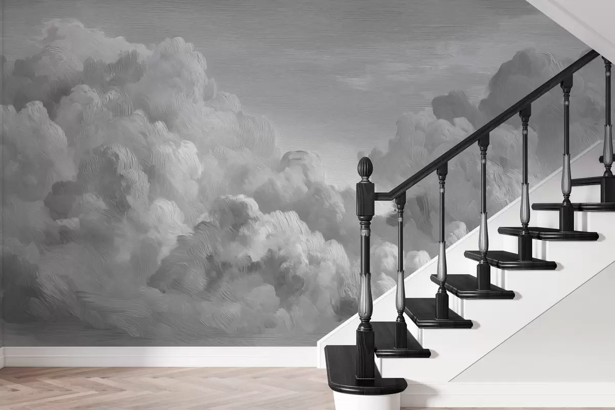 Fotobehang Monochrome getextureerde wolkenformatie w04550v3