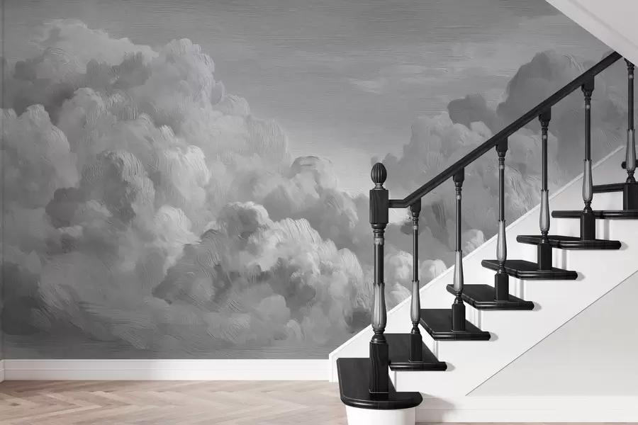 Fotobehang Monochrome getextureerde wolkenformatie w04550v3