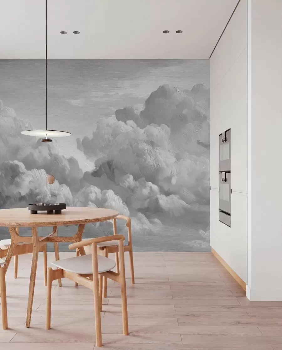 Fotobehang Monochrome getextureerde wolkenformatie w04550v3