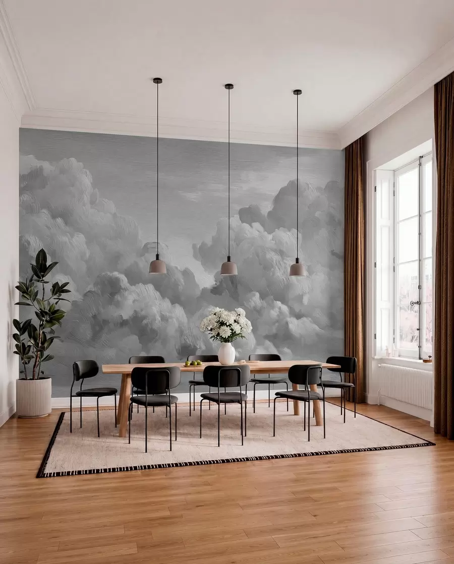 Fotobehang Monochrome getextureerde wolkenformatie w04550v3