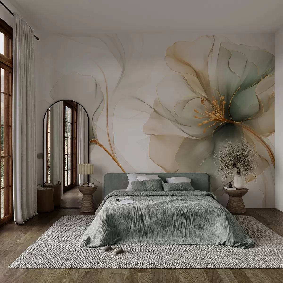 Fotobehang Delicate bloem met doorschijnende bloemblaadjes w04553