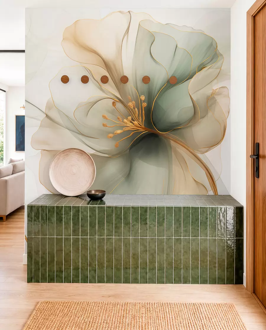 Fotobehang Delicate bloem met doorschijnende bloemblaadjes w04553