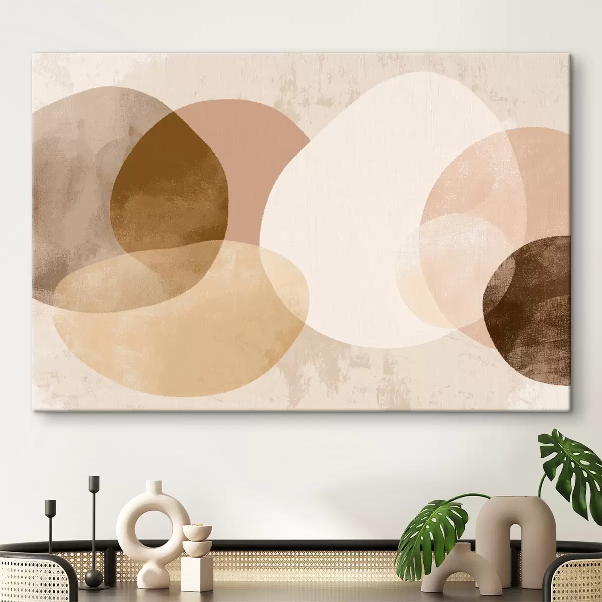  Schilderijen Abstracte doorschijnende cirkels in een warm kleurenpalet s45803