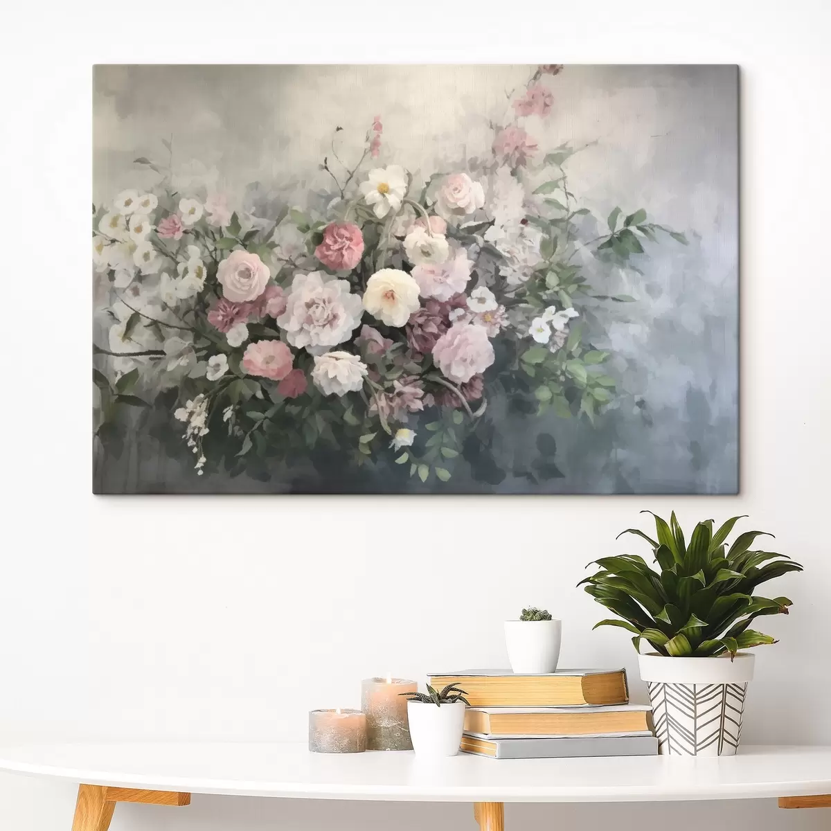  Schilderijen Een romantisch boeket met roze en witte bloemen s45817