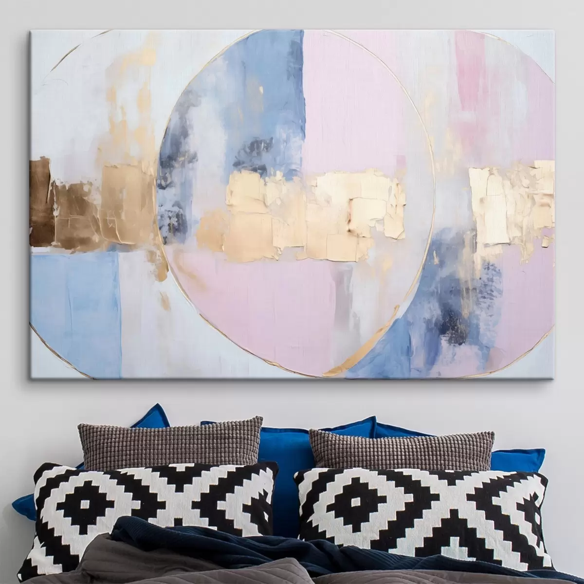  Schilderijen Abstractie in blauw-roze cirkels s45821