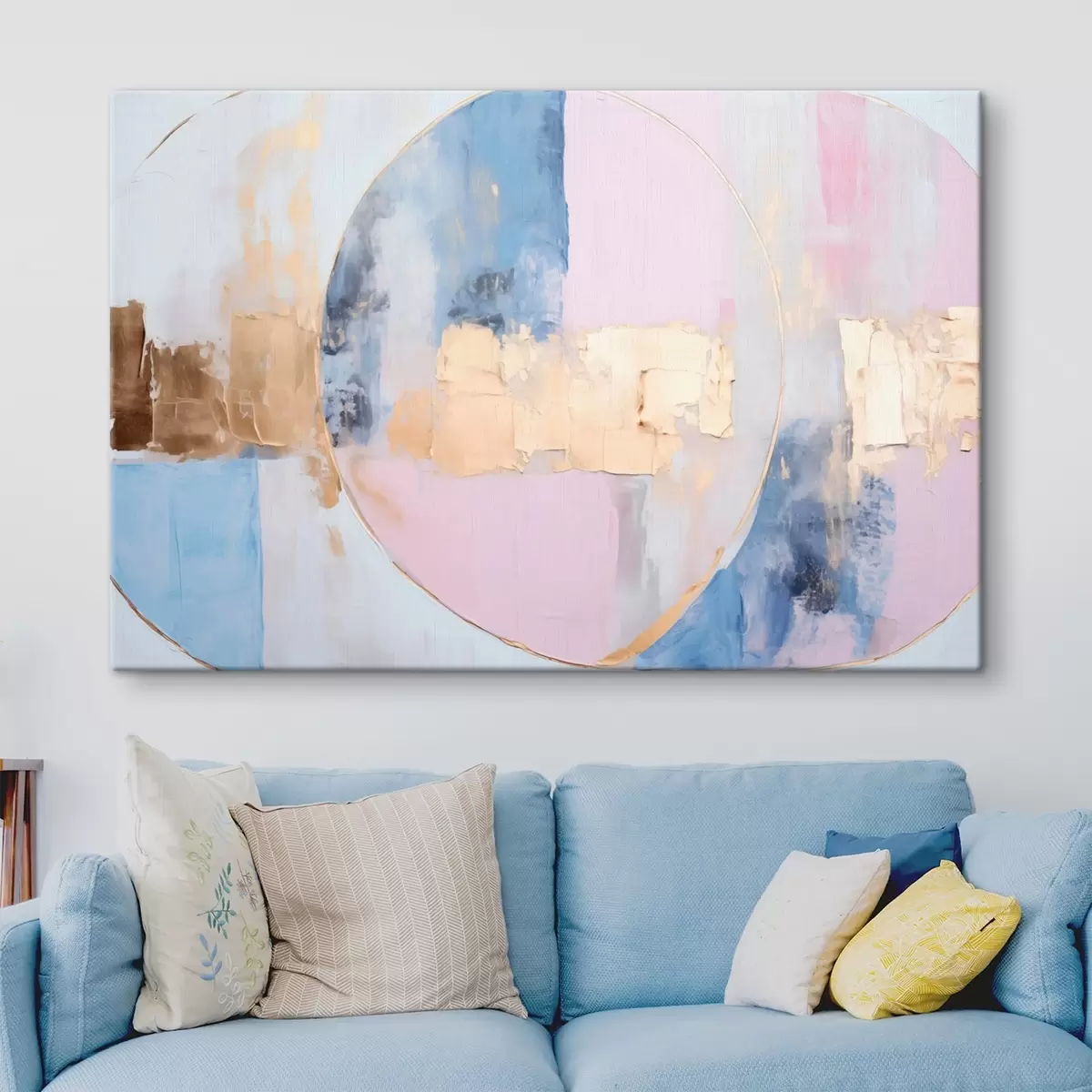  Schilderijen Abstractie in blauw-roze cirkels s45821