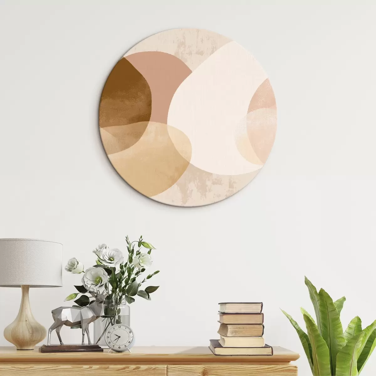 Ronde schilderijen Abstracte doorschijnende cirkels in een warm kleurenpalet r45803