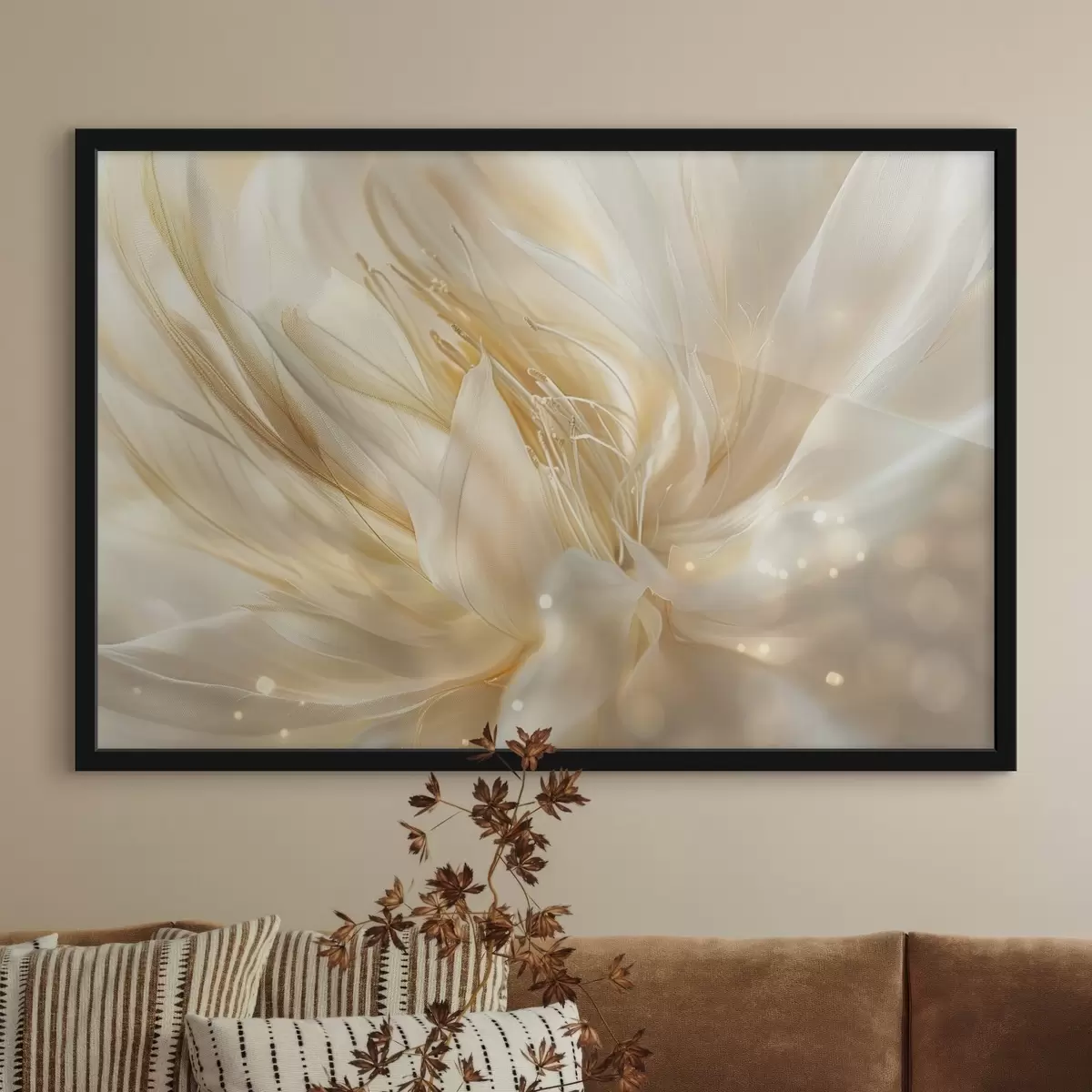 Poster Lichte abstracte bloem in geeloranje gloed f45819