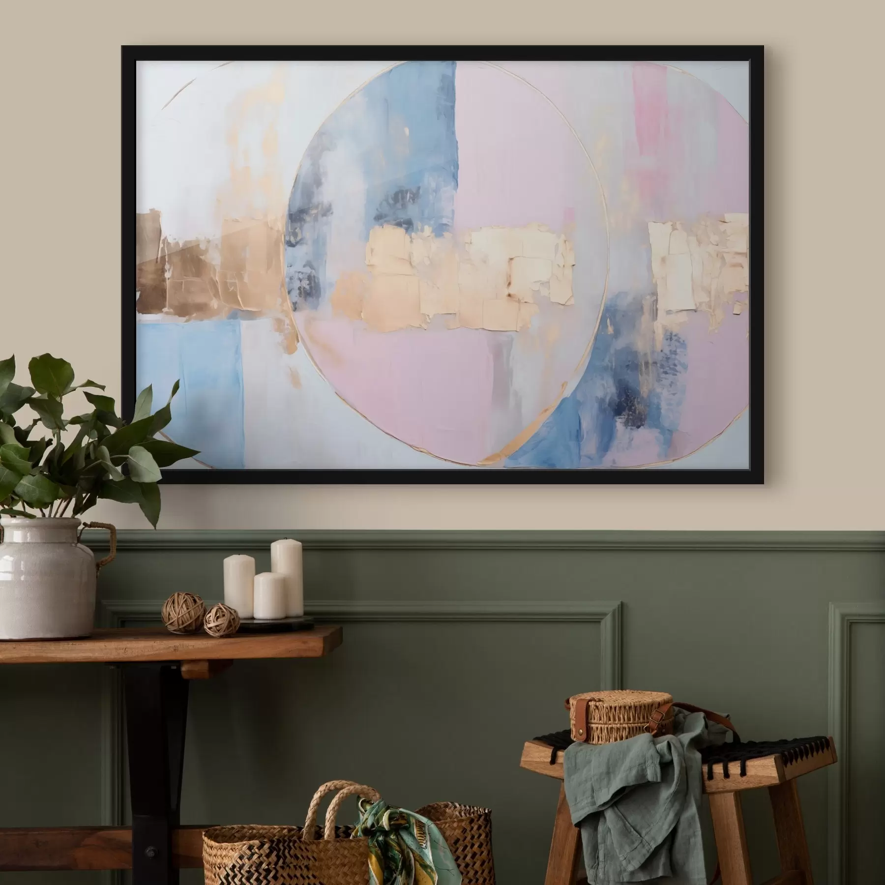 Fotobehang Abstractie in blauw-roze cirkels f45821