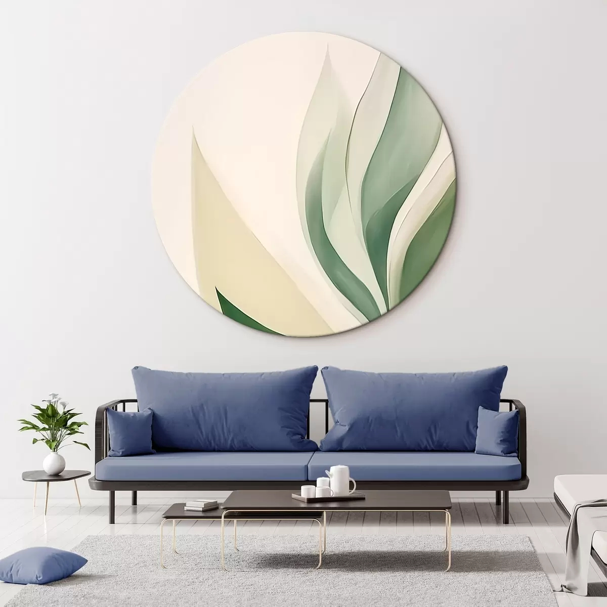 Ronde schilderijen Abstracte groene bladeren r45831