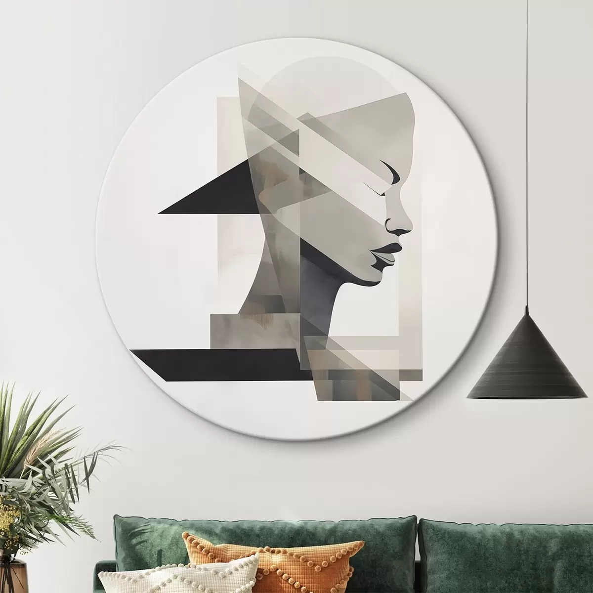 Ronde schilderijen Abstract portret r45916