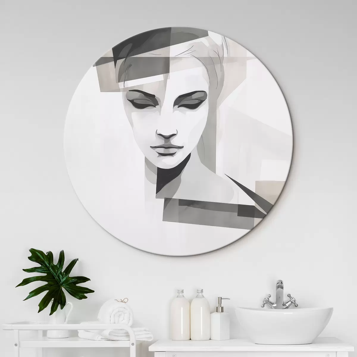 Ronde schilderijen Abstract portret r45917