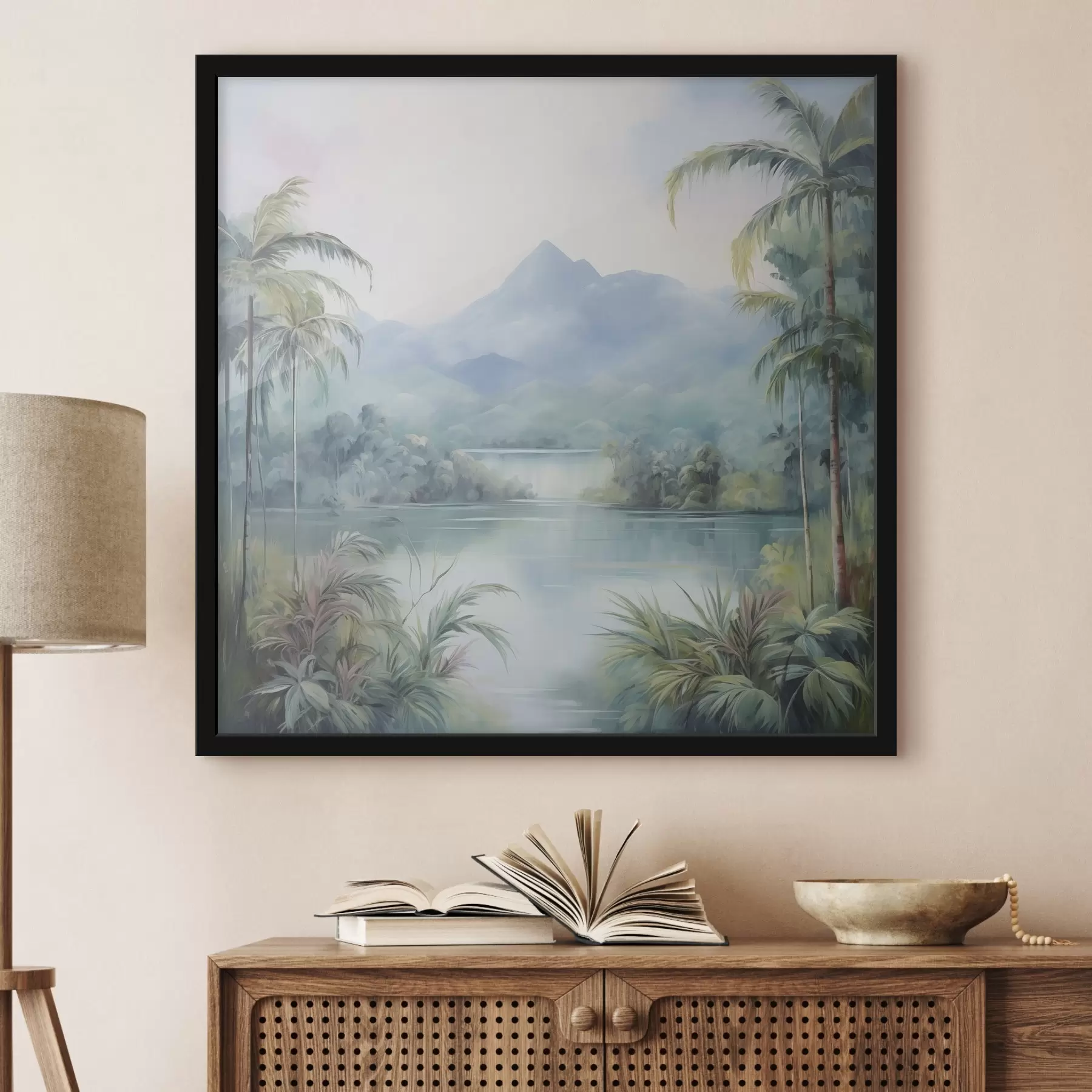 Fotobehang Rivier in de jungle voor de berg f45912