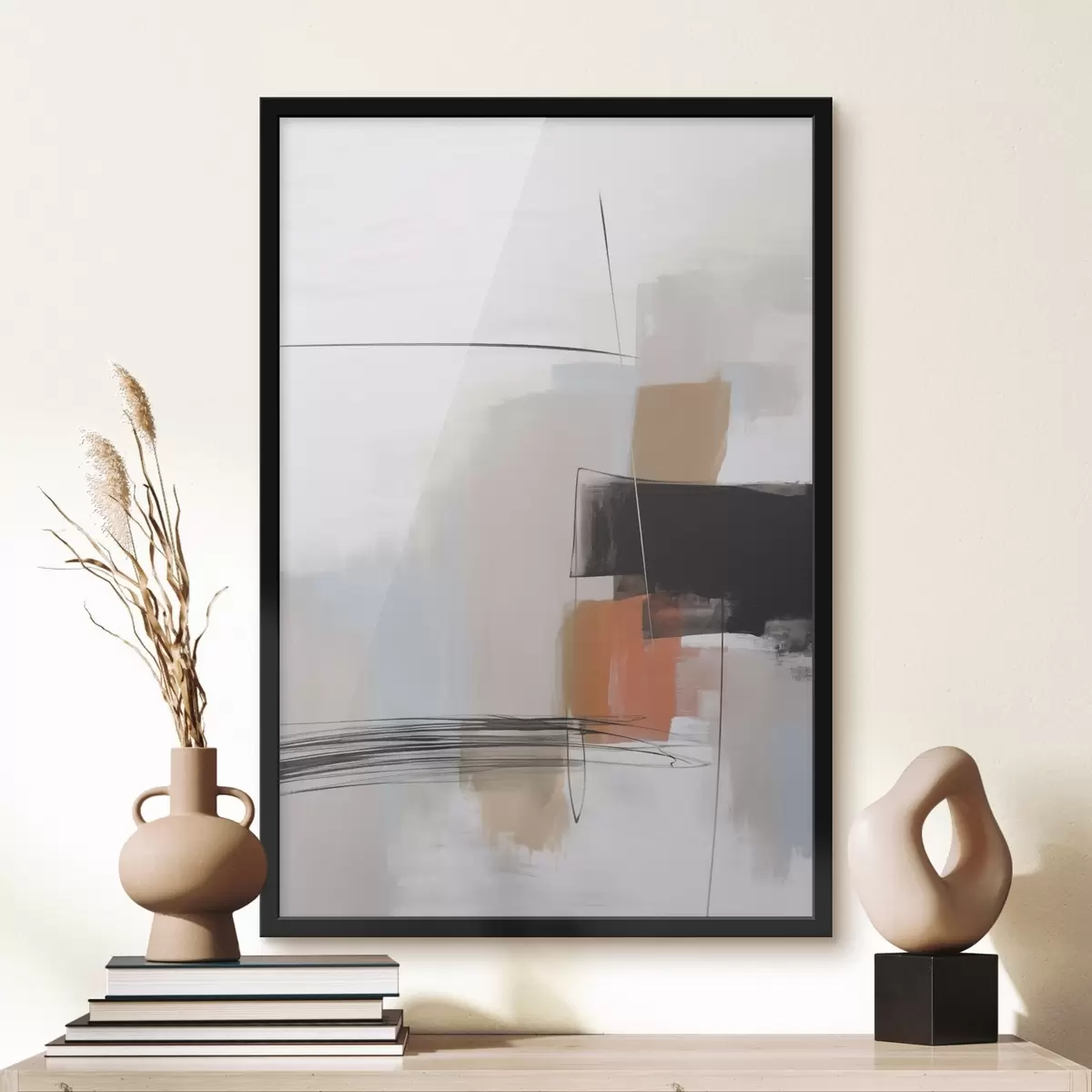 Poster Abstractie imitatie van penseelstreken f45919