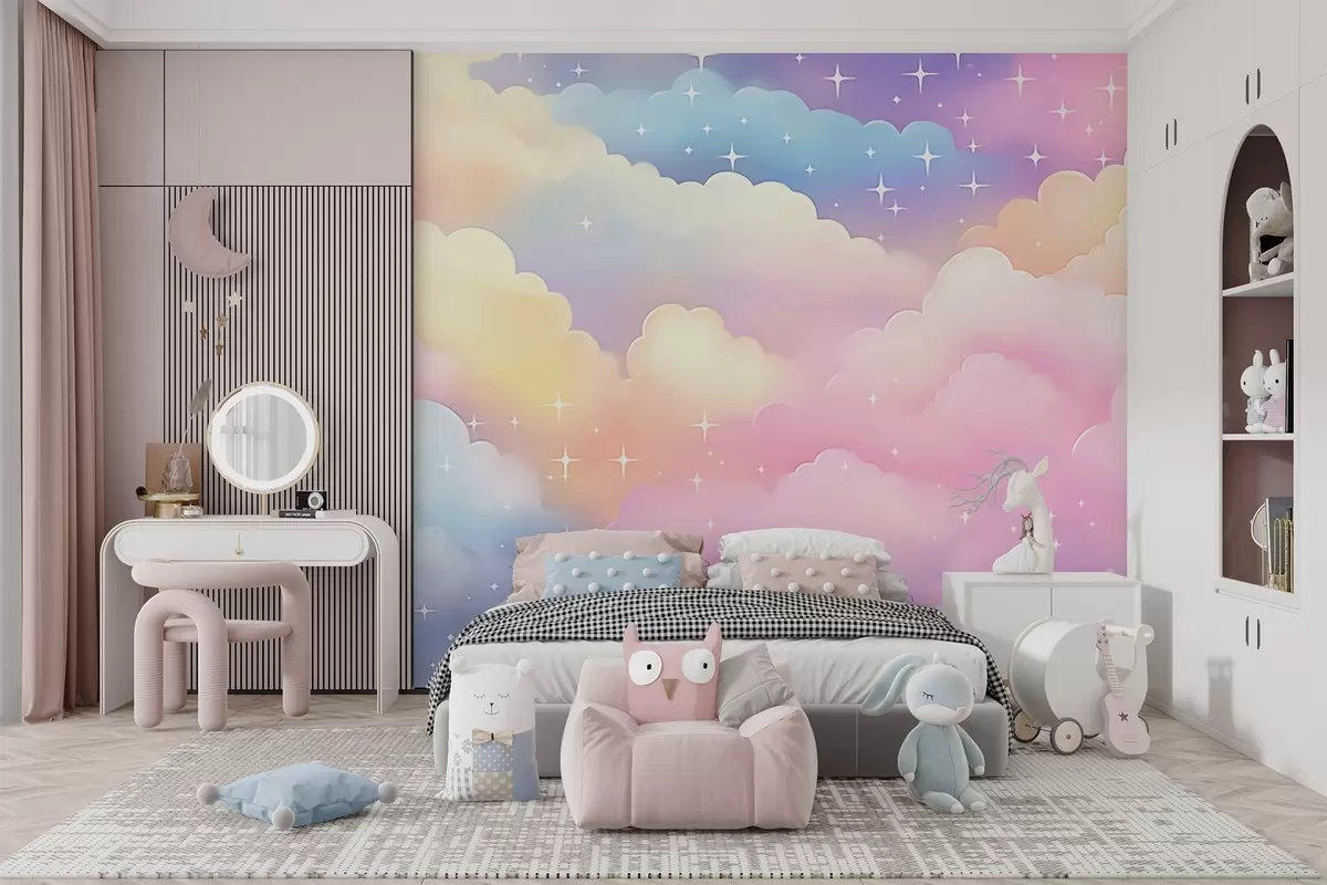 Fotobehang Wolken met sterren w04585