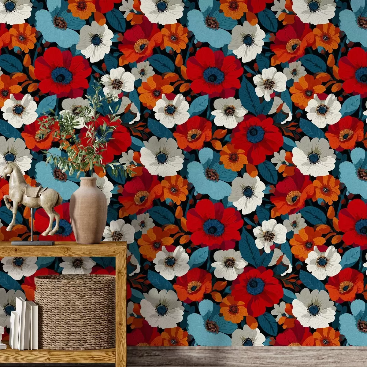 Behang Veelkleurige bloemen a00542