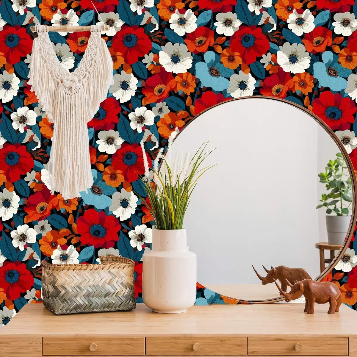 Behang Veelkleurige bloemen a00542