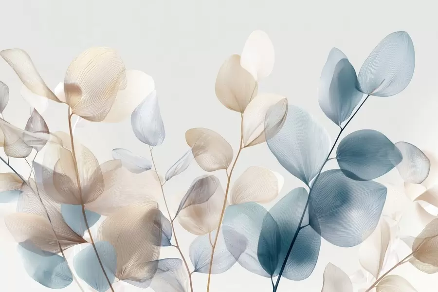 Fotobehang elegante eucalyptusbladeren met nerven w04503