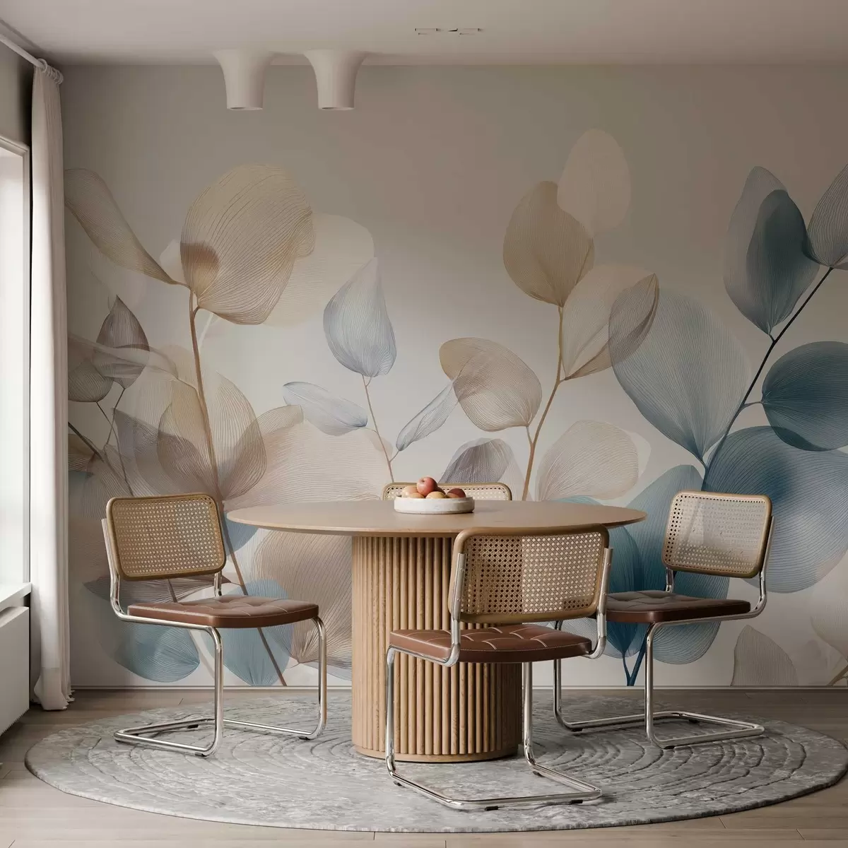 Fotobehang elegante eucalyptusbladeren met nerven w04503