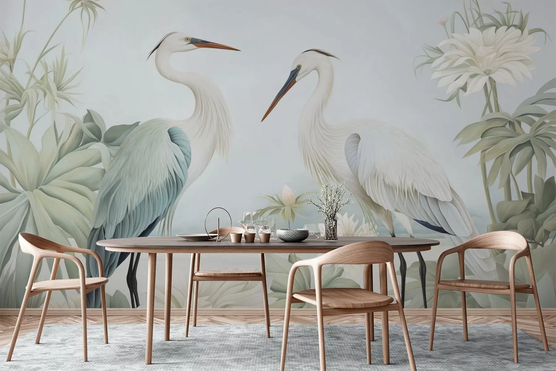 Fotobehang Reigers bij de vijver w04538