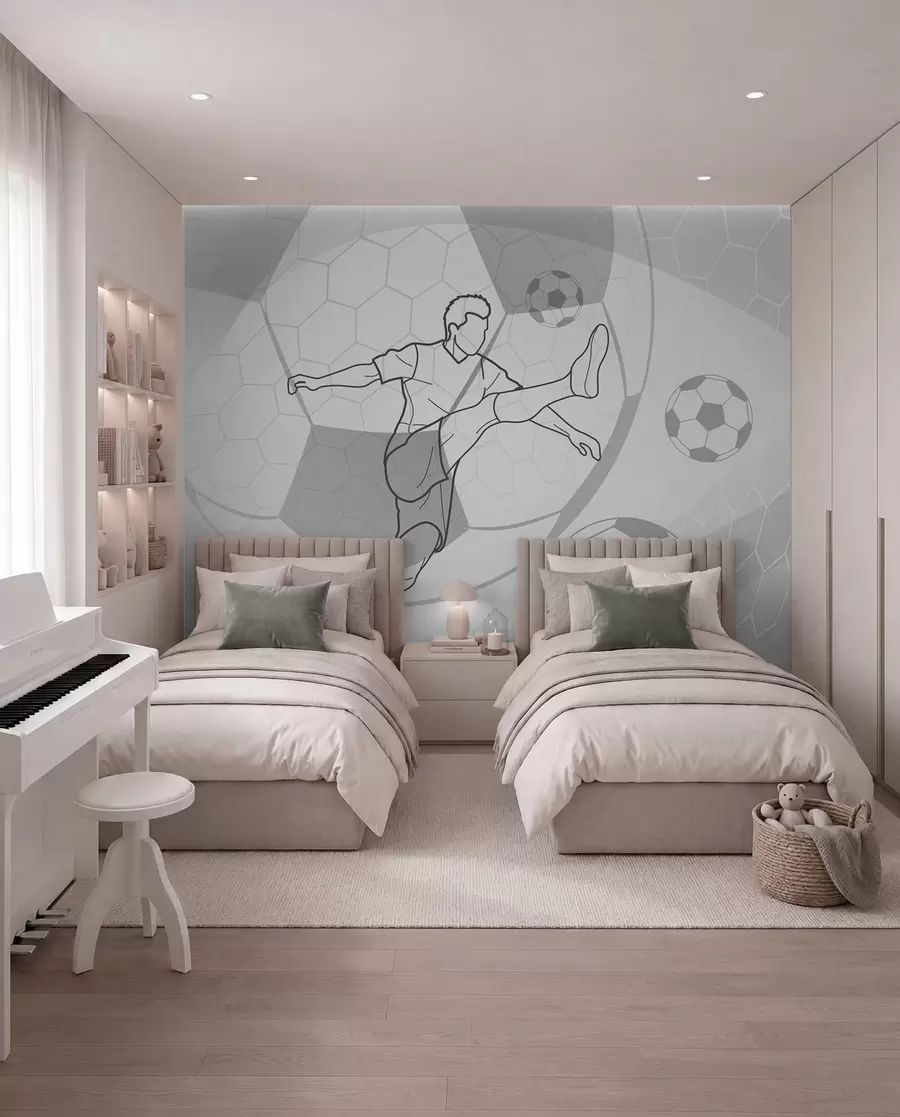 Fotobehang Voetballer in lijntekening w04601v1