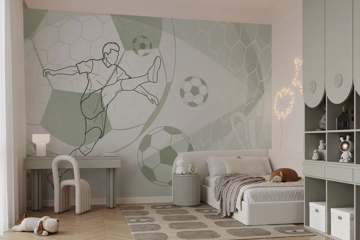 Fotobehang Voetballer en ballen w04601v2