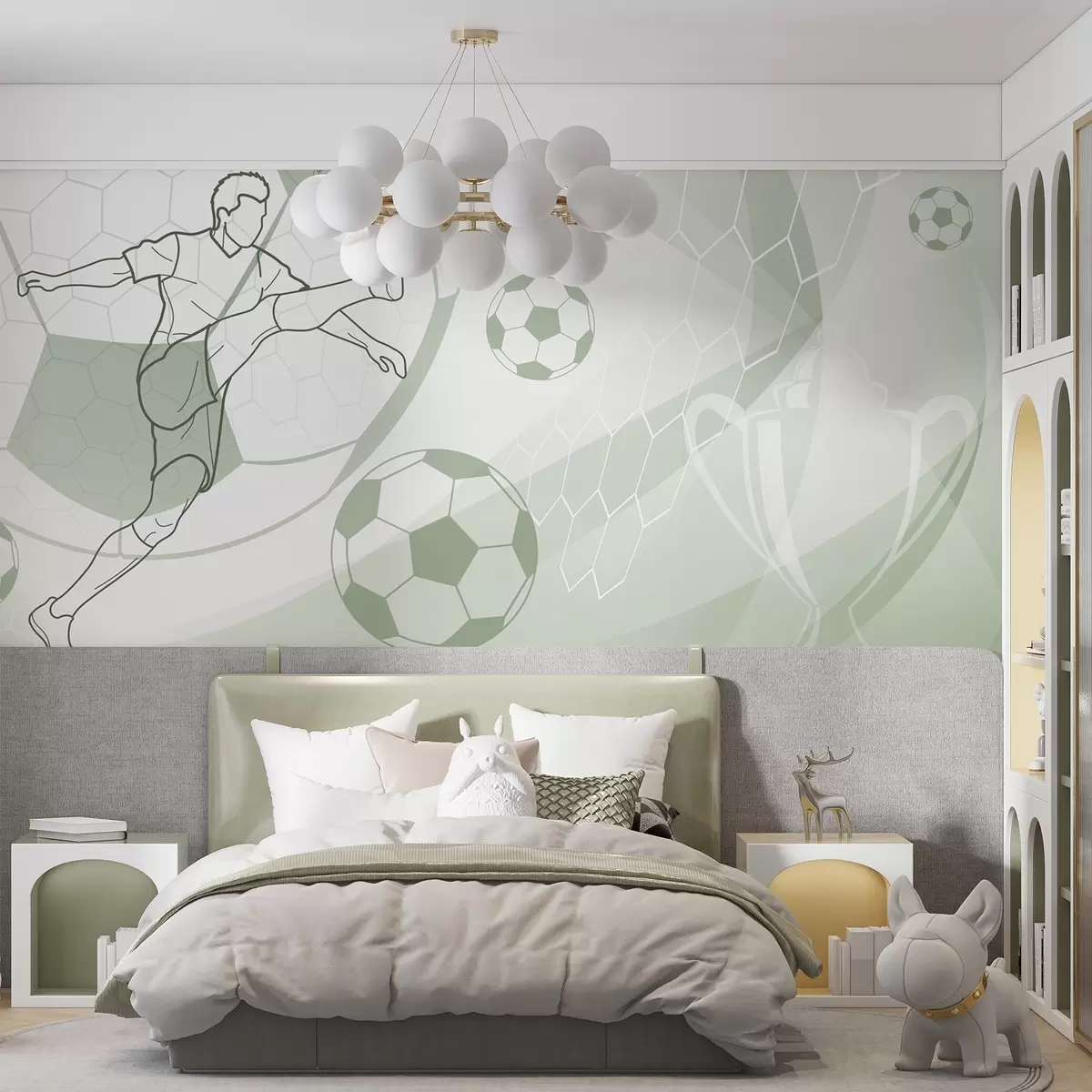 Fotobehang Groene voetballijntekening w04601v2