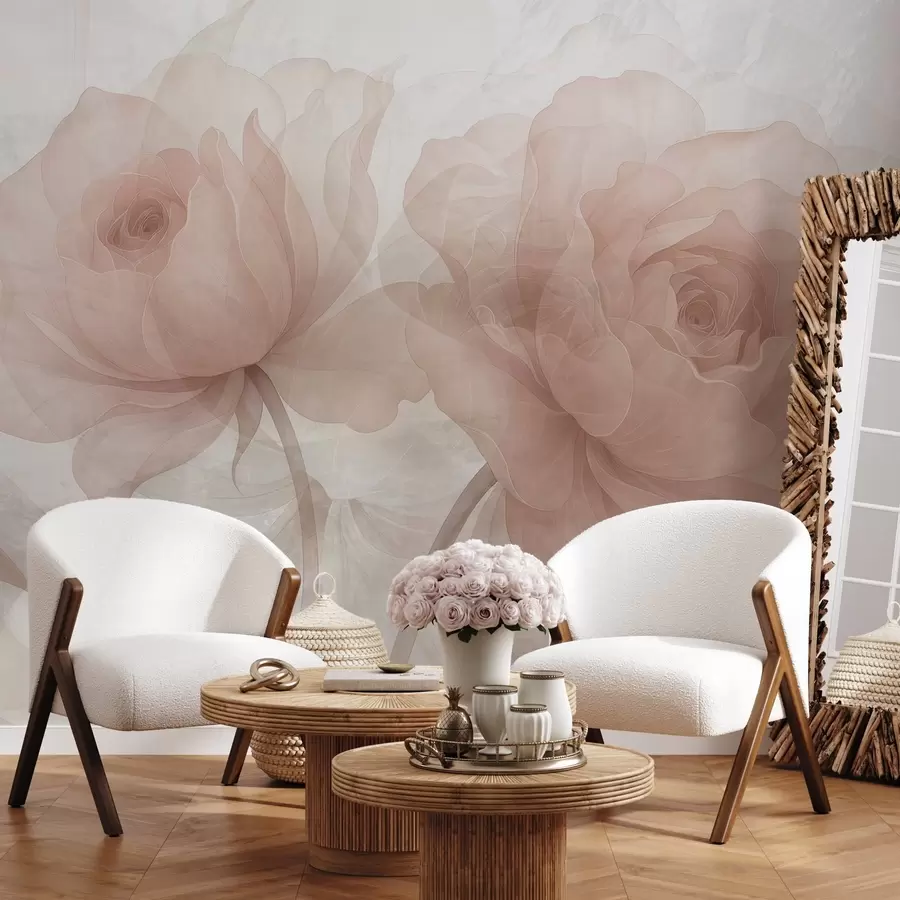 Fotobehang Rozen door beton w04570