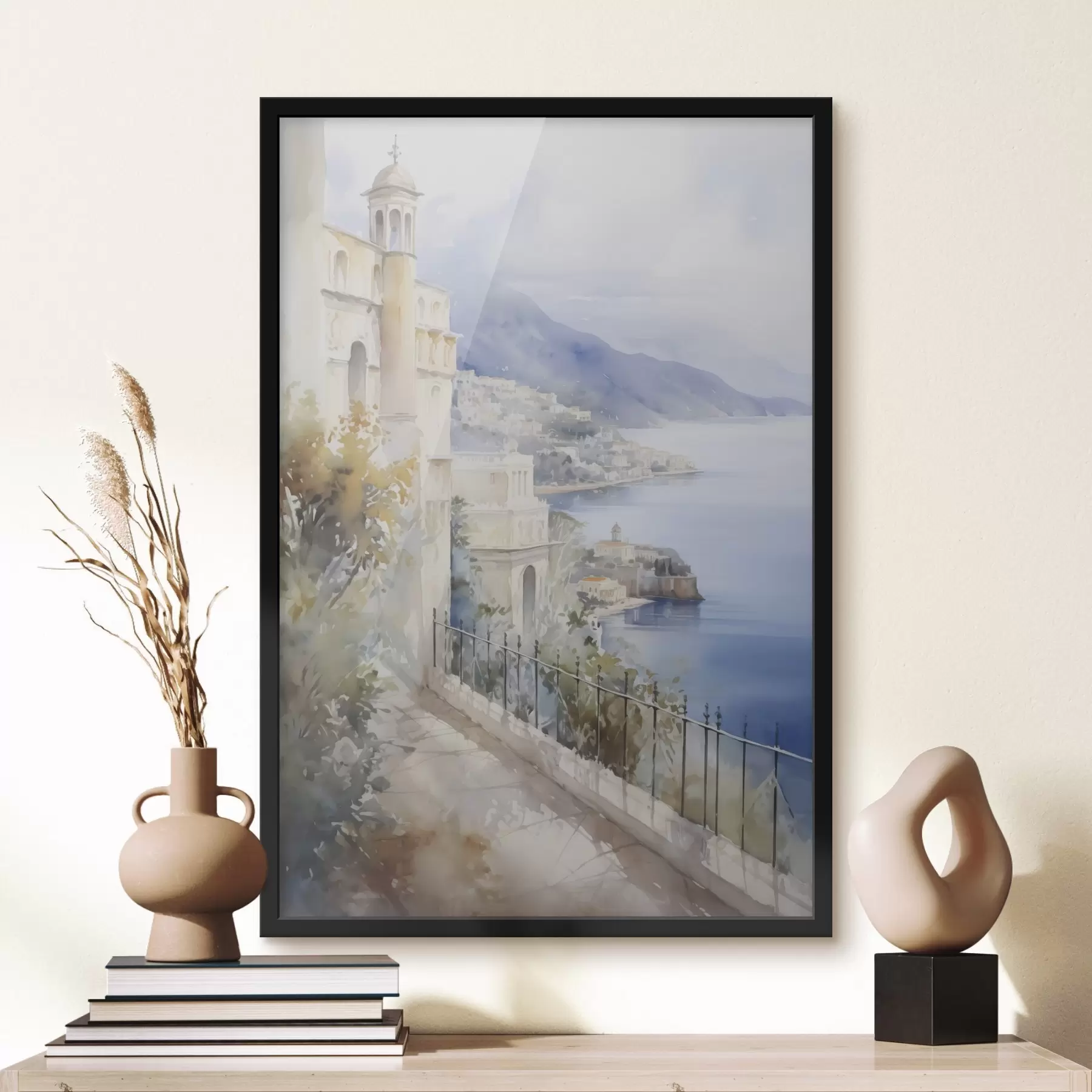 Fotobehang Baai nabij de stad imitatie van aquarel f45979