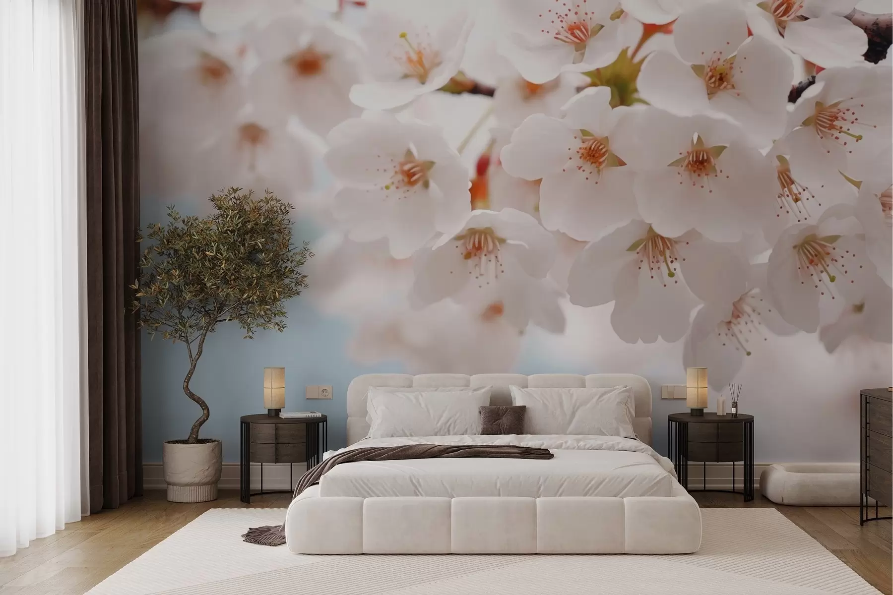 Fotobehang Delicate kersenbloesems in een artistieke stijl w04160