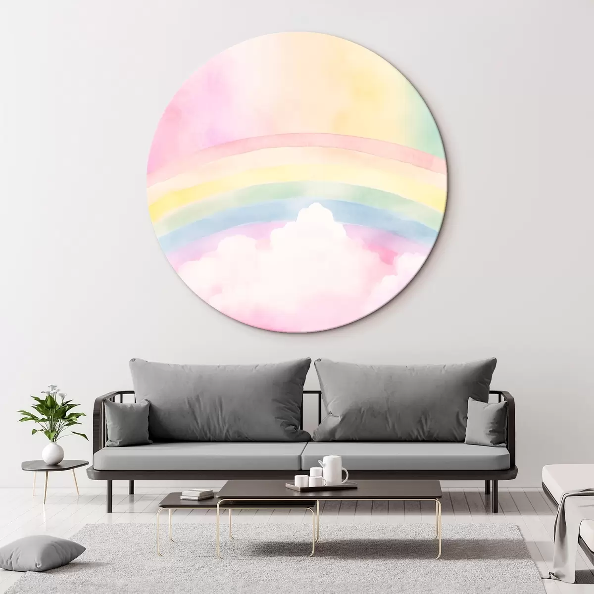 Ronde schilderijen Regenboogwolken r45954