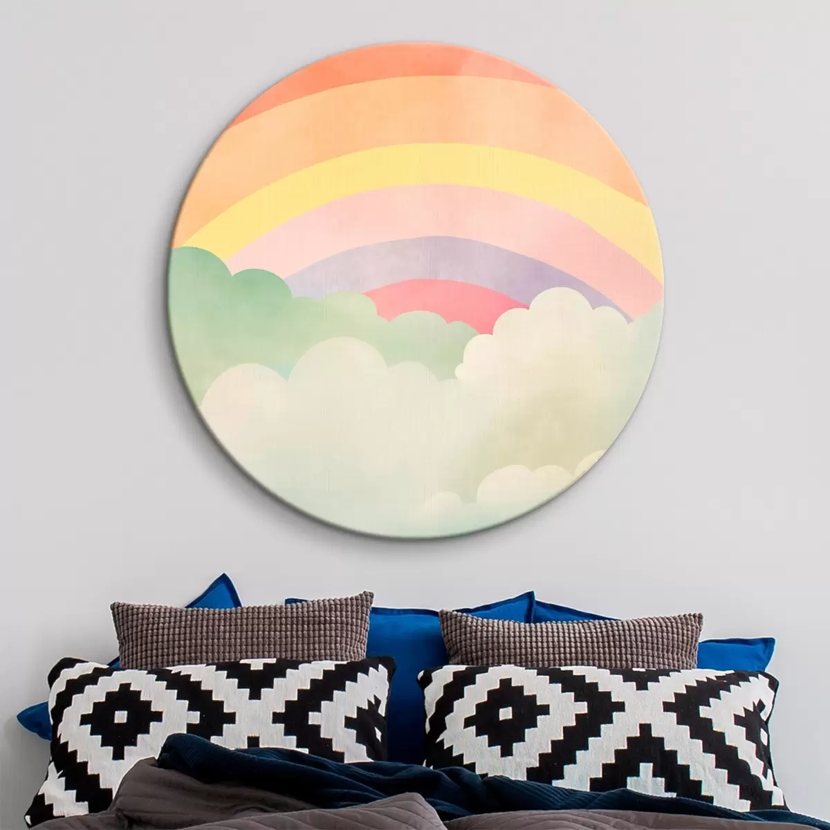 Ronde schilderijen Regenboog boven de wolken r45958