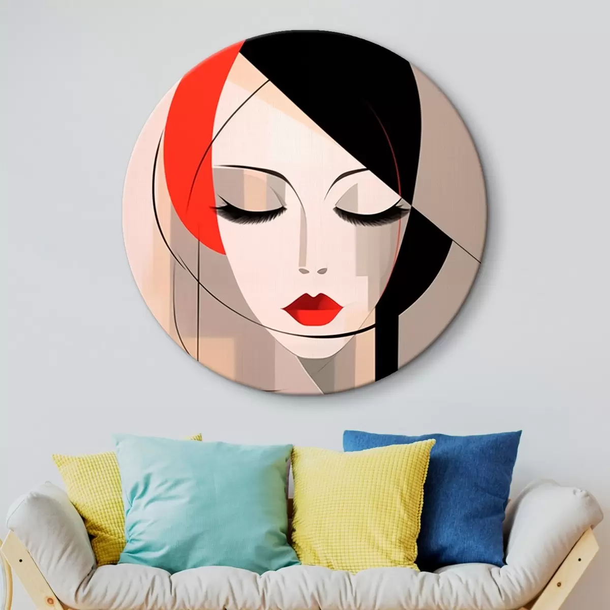 Ronde schilderijen Abstract vrouwenportret r45965