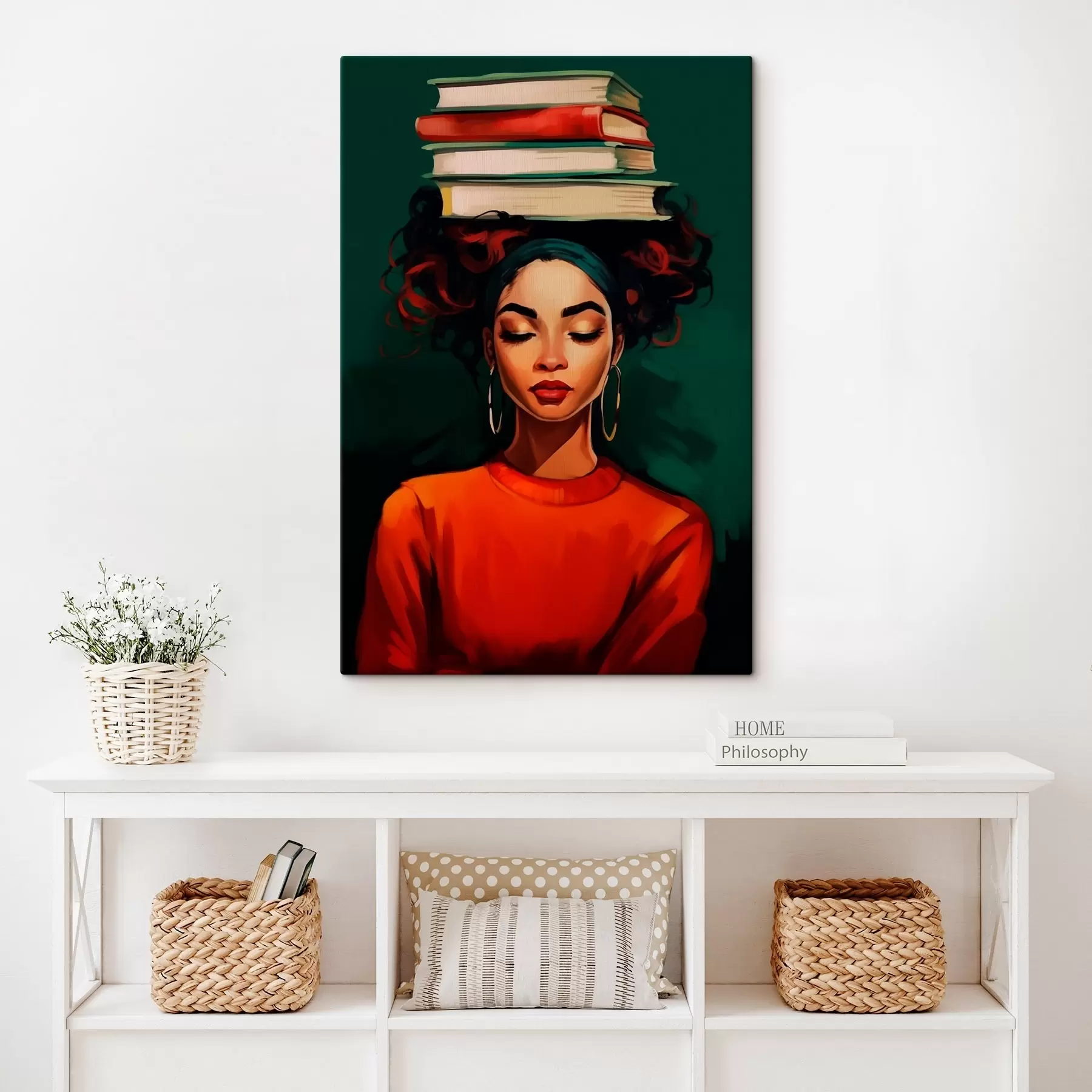  Schilderijen Vrouw met boeken op haar hoofd s45952