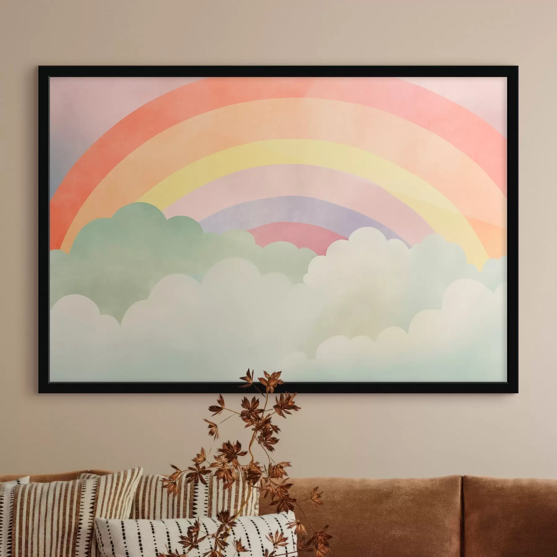 Fotobehang Regenboog boven de wolken f45958