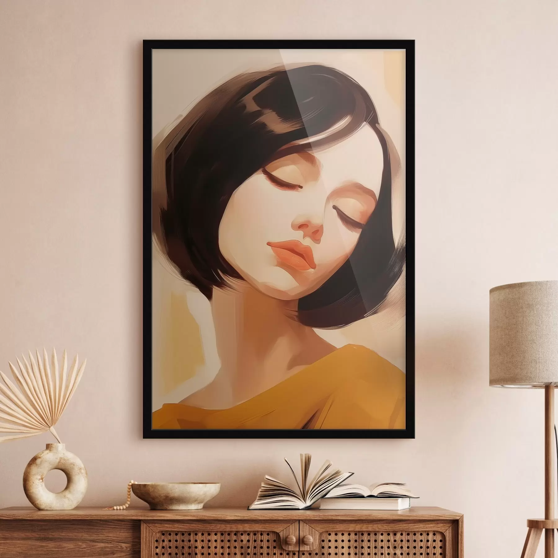 Fotobehang Vrouw met kort zwart haar f45960