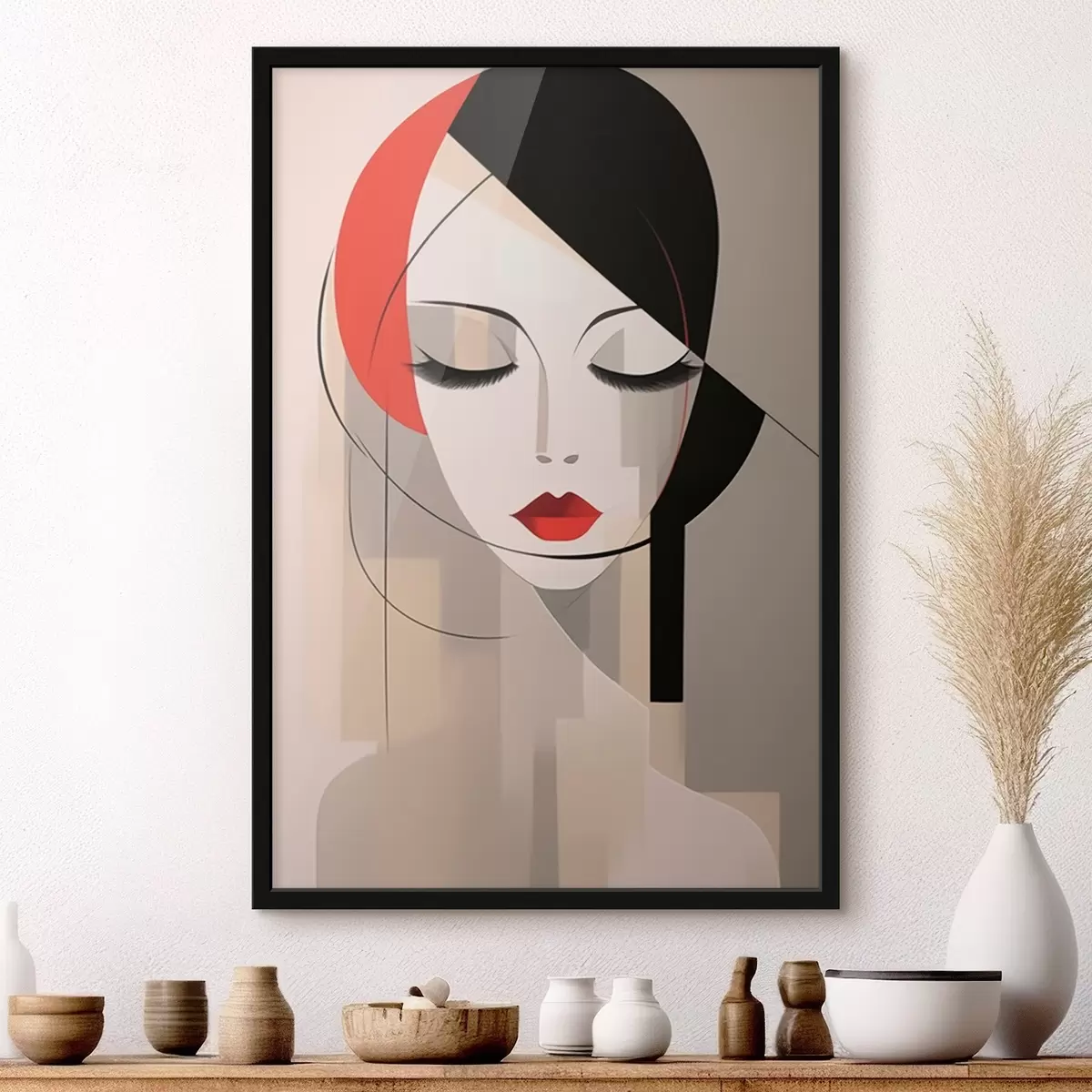 Poster Abstract vrouwenportret f45965