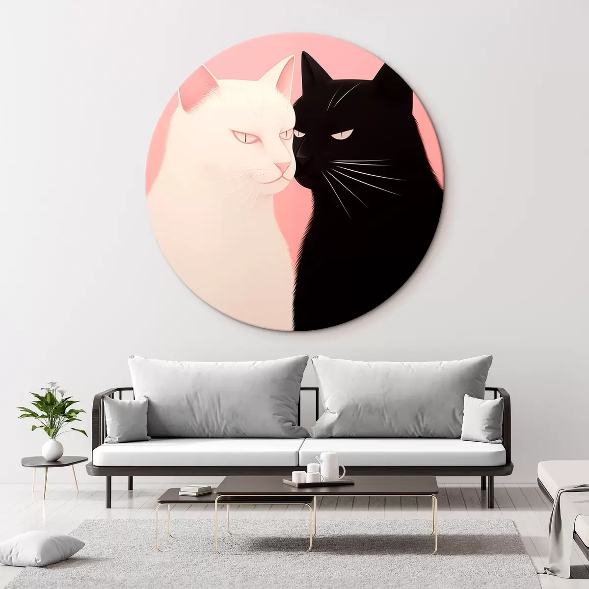 Ronde schilderijen Katten r45961