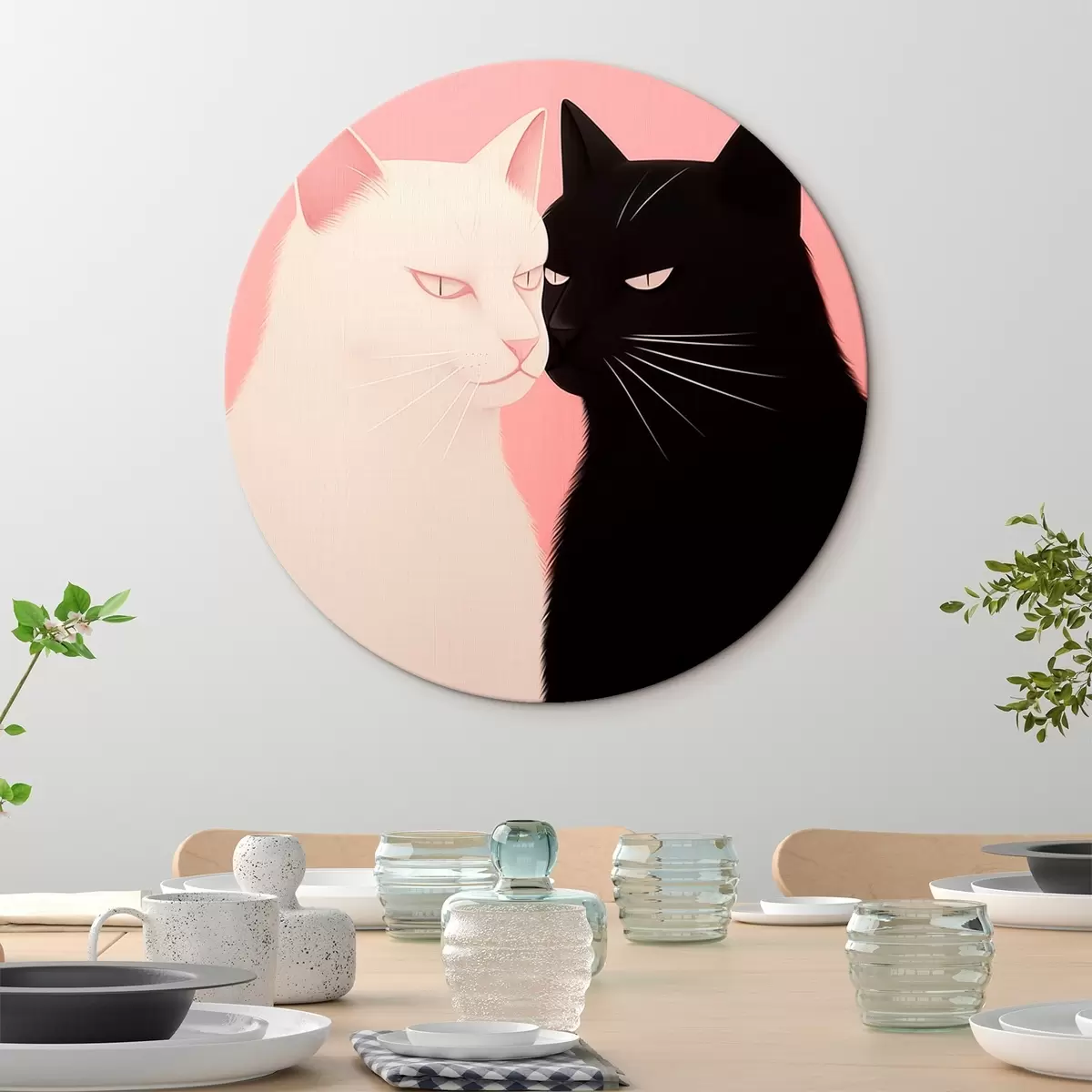 Ronde schilderijen Katten r45961