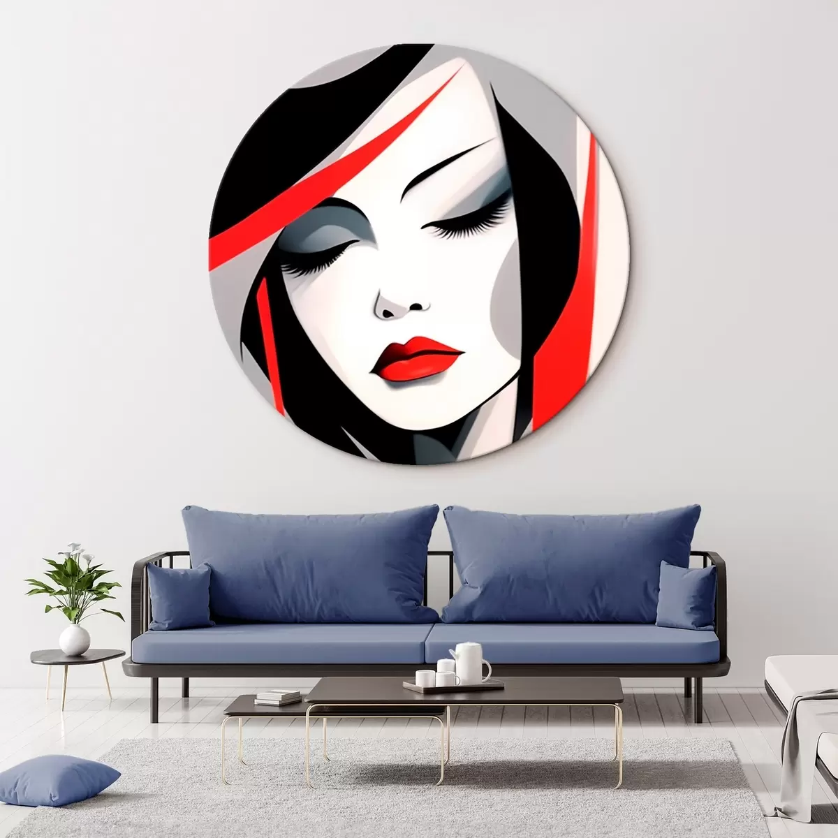 Ronde schilderijen Abstract vrouwenportret r45964