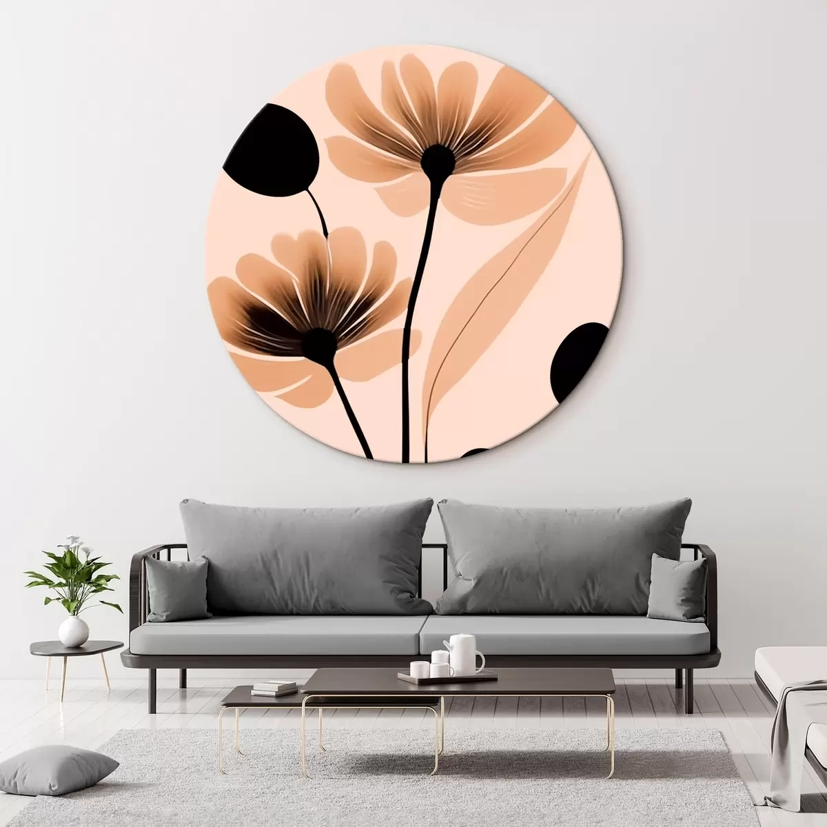 Ronde schilderijen Abstracte bloemen r45963
