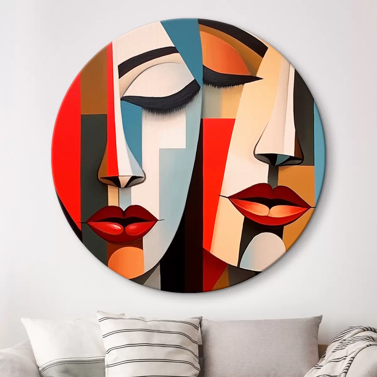 Ronde schilderijen Abstracte vrouwelijke gezichten r45967