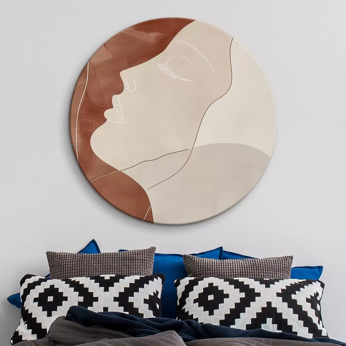 Ronde schilderijen Abstractie, silhouet van een meisje r45656