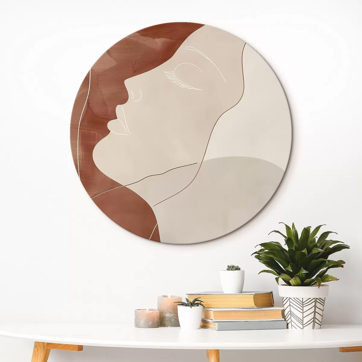 Ronde schilderijen Abstractie, silhouet van een meisje r45656