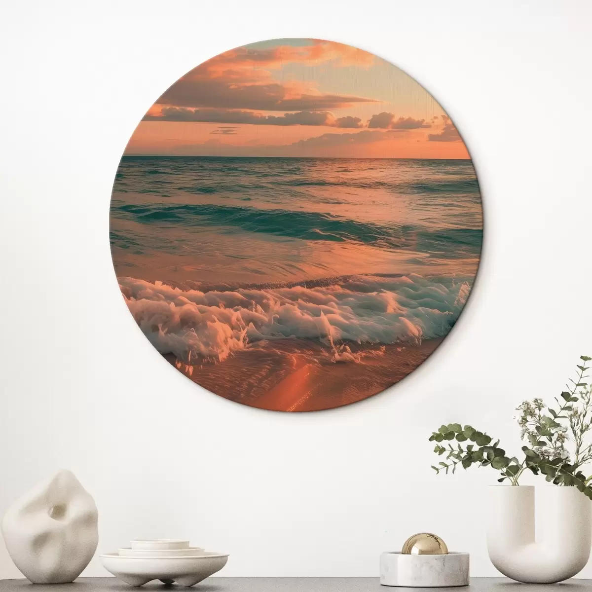 Ronde schilderijen Wolken tegen de achtergrond van de zee r45660