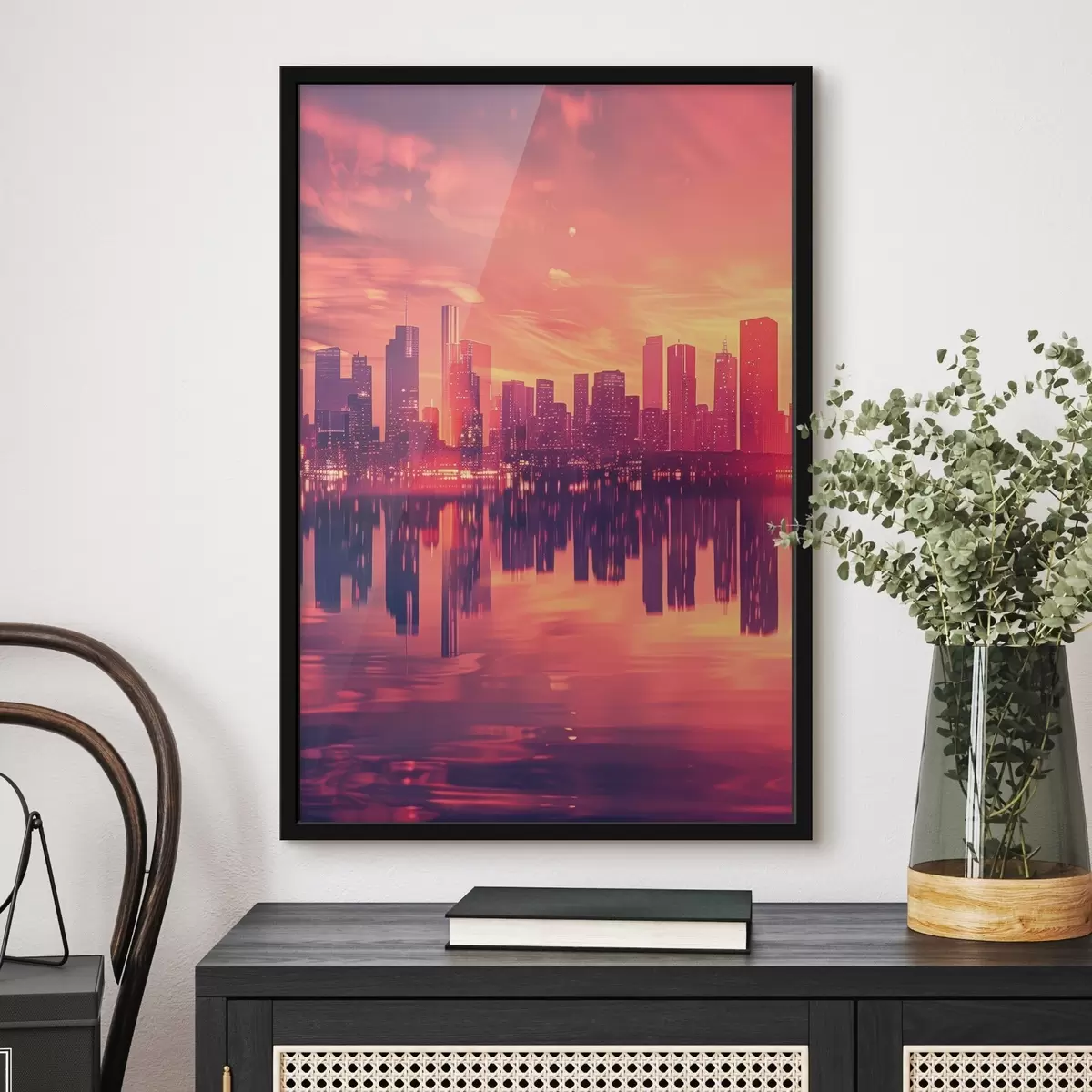 Poster Stad bij zonsondergang f45658